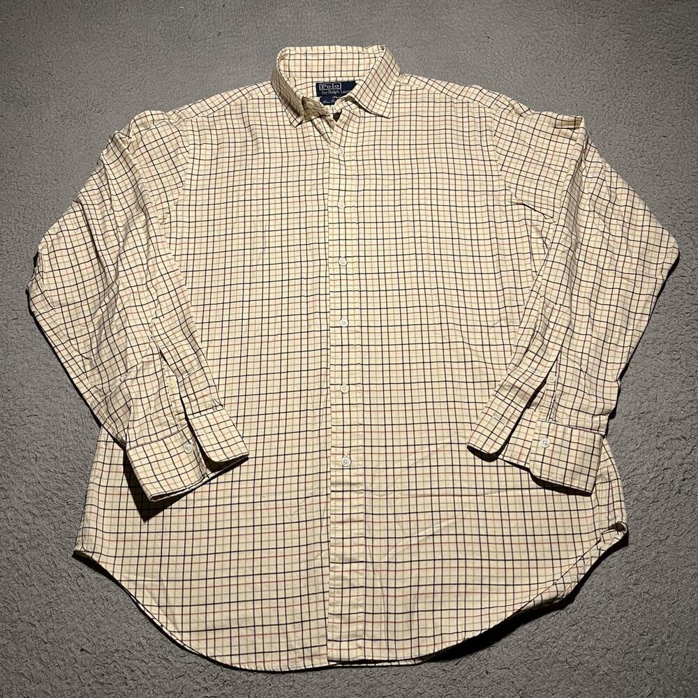 Vintage Ralph Lauren Shirt Mens 16 34 Plaid Philip Preppy Colorful Long Sleeve